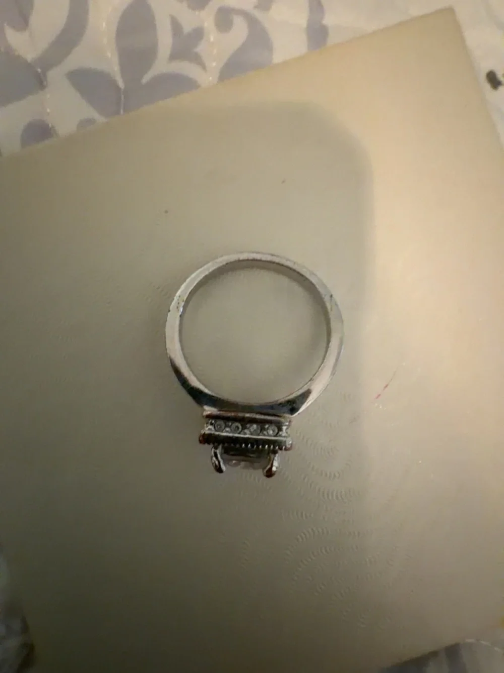 Silver Tone Clear Stone Halo Ring - White Crystal Accent